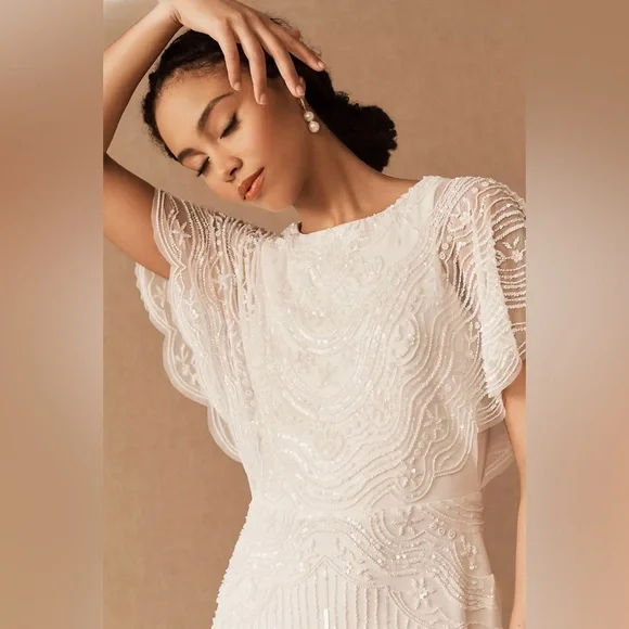 BHLDN White Beaded Sorrento Wedding Gown - Picture 2 of 12